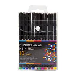 Mingzhe 12 Cores Brilhantes Fineliner Color Pen 0.4mm Ponto Fino d Caneta Marcador Conjunto para Diário Anotações Escrita Desenho Esboço Coloração Planner Escritório Escola de Arte Suprimentos