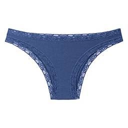 Calcinha Biquini Modal C/Renda Soft, She, Azul Jeans Escuro, G