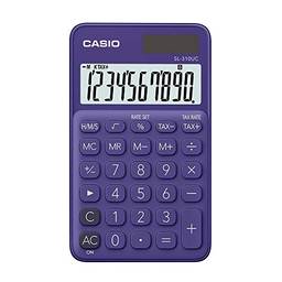 Calculadora Portátil Casio c/ visor amplo 10 dígitos e alimentação Dupla Casio, Roxa