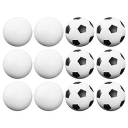 Pacote com 12 bolas de pebolim mistas – para mesas de pebolim padrão e bolas de futebol clássicas de mesa (6 futebol preto e branco) (6 branco liso) da Brybelly