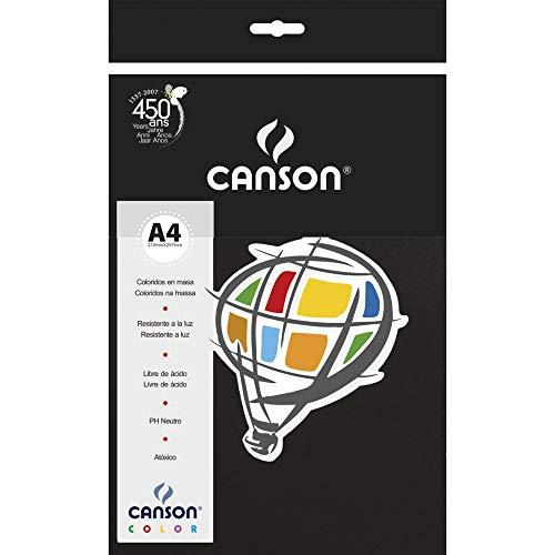 Papel Canson Color Preto A4 180g/m² com 10 folhas