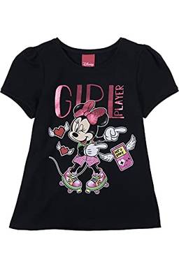Camiseta Manga Curta, Meninas, Disney, Preto, 8