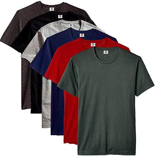 Kit com 6 Camisetas Masculina Básica Algodão Part.B Premium (Azul, Verde, Cinza, Vinho, Preto e Chumbo, G)