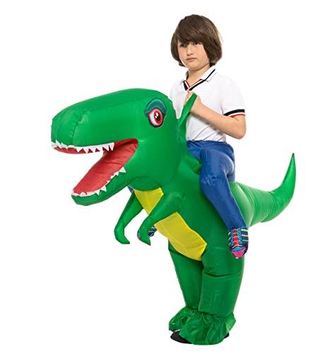 Fantasia inflável de dinossauro para crianças, fantasia divertida de Halloween para meninos e meninas T-rex Dino para escola