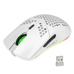 Domary T66 RGB 2.4G Wireless Gaming Mouse RGB Lighting Charging Mouse com DPI Ajustável Design Ergonômico para Desktop Laptop White