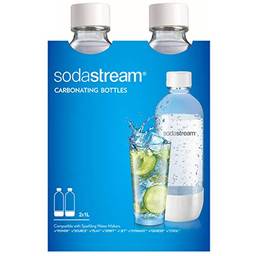 SodaStream Pode ser lavado na lava-louças, 1L CLÁSSICO DWS Garrafa Carbonatadora Branca (Twinpack), Pacote com 2