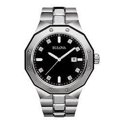 Bulova Relógio masculino clássico de quartzo, diamante de aço inoxidável, dois tons (modelo: 98D103), Preto, CASE 44MM, Casual