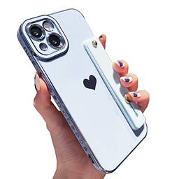 Pulseira Love Hearts para iPhone 13/11/12 Pro Max, revestimento macio bonito para mulheres meninas à prova de choque para iPhone 11 12 13 Pro Max 7 8 Plus SE 2020 2022 XS XR Max capa (iPhone 13 pro max, azul)