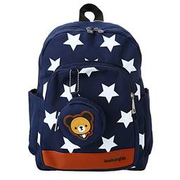 KKcare Mochila de viagem para crianças mochilas escolares de lona com padrão estelar estelar infantil Mochilas escolares de jardim de infância com porta-moedas azul escuro