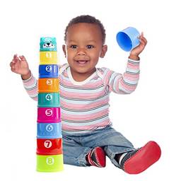 Brinquedo Pote De Empilhar Encaixar Diversão Infantil Bebê Mega Compras - MC908