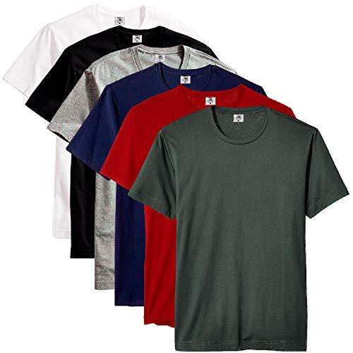Kit com 6 Camisetas Masculina Básica Algodão Part.B Premium (Azul, Verde, Cinza, Vinho, Preto e Branco, G)