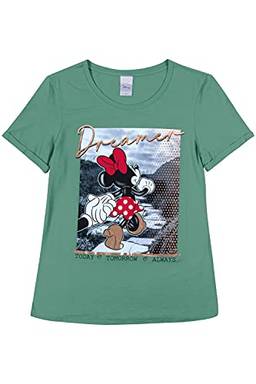 Camiseta Manga Curta, Feminino, Disney, Verde Militar, G