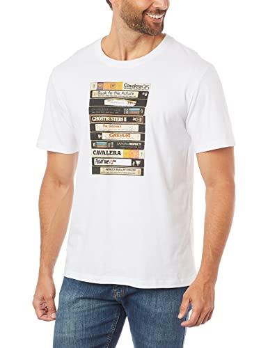 Camiseta Manga Curta Fitas Vhs, Masculino, Cavalera, Branco, G