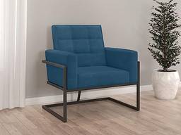 Poltrona com Base de ferro reforçada confortável para Recepção Sala de estar (Azul-Marinho)