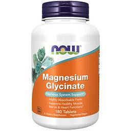 NOW Foods - Suporte ao Sistema Nervoso de Glicinato de Magnésio 200 mg - 180 comprimidos