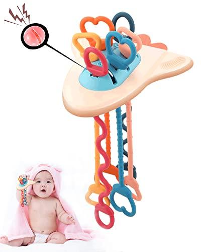 Brinquedos Montessori para 1 ano de idade, brinquedos sensoriais para bebês de 6 a 12 a 18 meses, brinquedos educativos com cordão de silicone, brinquedos de viagem para bebês de 1 a 3 anos, presentes