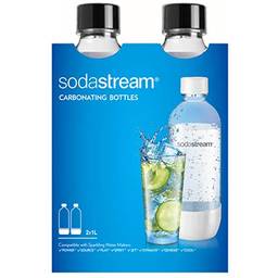 SodaStream Pode ser lavado na lava-louças, 1 litro clássico DWS garrafa de carbonatação preta (twinpack), pacote com 2
