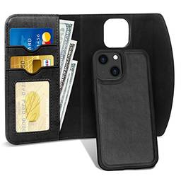 FYY Capa projetada para iPhone 13 Mini 5G, [Suporte Magsafe Charging] Capa carteira magnética destacável 2 em 1 com suporte de cartão capa protetora para iPhone 13 Mini 5G 5,4 polegadas preta