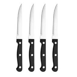 Farberware Conjunto de facas para bife de aço inoxidável de alto carbono com rebite triplo, 4 peças, preto