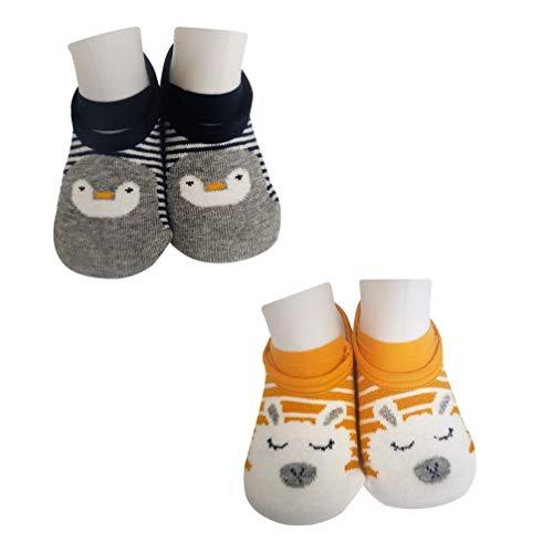 Kit 2 pares meia sapatilha algodão Plin Baby antiderrapante - Coelho e Pinguim Azul (03-12 meses)