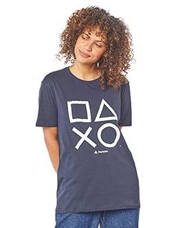Camiseta Classic Symbols, Unissex, Sony Playstation, Azul Marinho, P