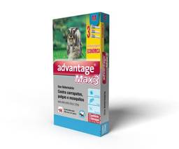 Antipulgas Advantage Max3 Bayer para Cães de 4kg até 10kg - 3 Bisnagas de 1ml