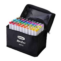 Mingzhe Conjunto de marcadores de álcool de 60 cores, canetas de ponta dupla d marcadores de arte de ponta fina embalados em saco de pano para crianças adulto colorir desenho ilustrações desenho de ar