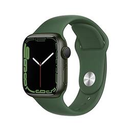 Apple Watch Series 7 GPS, Caixa em alumínio verde de 41 mm com Pulseira esportiva trevo