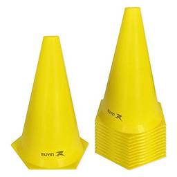 Cone de Marcação de Plástico - 24cm - Kit com 12 - Amarelo - Muvin