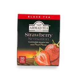 Chá Preto Strawberry Sensation Ahmad Tea London, Caixa com 10 Saquinhos de Chá, 20g
