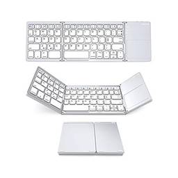 Teclado, Romacci Teclado sem fio BT Mini teclado dobrável portátil Ultra Slim BT teclado com touchpad para Windows/Android/iOS Silver