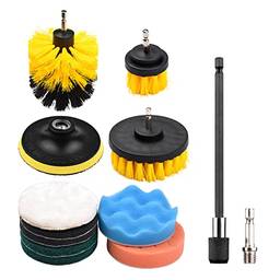 KKcare 12 pçs/conjunto escova de furadeira elétrica kit de escova de limpeza kit de limpeza de escova de limpeza escova de limpeza para carpete vidro carro limpo