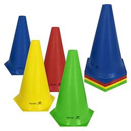 Cone de Marcação de Plástico - 24cm - Kit com 12 - Azul/amarelo/vermelho/verde - Muvin