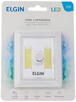 Mini Luminária À Pilha Botton Led Dimmer 3w 6500k Portátil, Imã, Leve Elgin