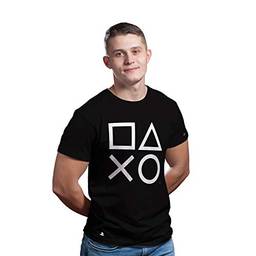 Camiseta Casual, Sony Playstation, Preto, Gg, Adulto Unissex