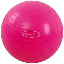 BalanceFrom Bola de exercício antiexplosão e antiderrapante bola de ioga bola fitness bola de parto com bomba rápida, capacidade de 900 g (48-55 cm, M, rosa)
