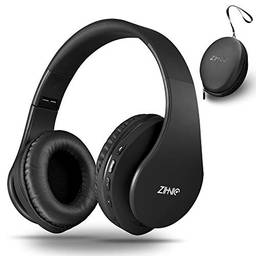 Fones de ouvido sem fio Bluetooth sobre a orelha com graves profundos, headset dobrável sem fio e estéreo com fio instalado no microfone para celular, PC, TV, PC, peso leve para uso prolongado (preto)