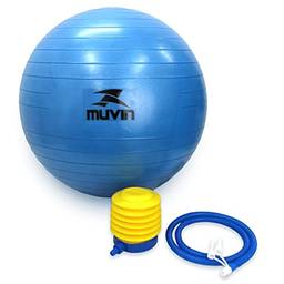 Bola de Pilates 75cm Muvin – Antiestouro – Suporta até 300kg – Com Bomba – Ginástica – Fitness – Pilates – Yoga – Fisioterapia – Flexibilidade – Fortalecimento – Tonificação –– Fácil Limpeza (Azul)