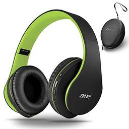Fones de ouvido Bluetooth, fones de ouvido Zihnic dobráveis sem fio e estéreo com fio Micro SD / TF, FM para telefone celular, PC, protetores de ouvido macios e peso leve para aquecimento prolongado (preto / verde)