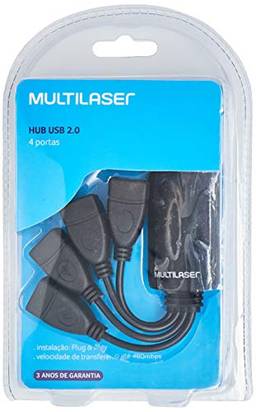 Multilaser Flexível 2.0 AC042 - Hub 4 Portas, Preto