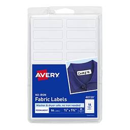 Etiquetas de tecido Avery, segura para lavadora e secadora, pode ser escrita, pacote com 54 (40720)