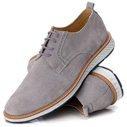 Sapato Casual Masculino Loafer Elite Couro Premium Camurça cor:Cinza;Tamanho:40