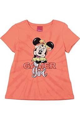 Camiseta Manga Curta Minnie Tie-Dye, Meninas, Disney, Laranja Claro, 8