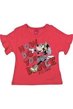 Camiseta Manga Curta Minnie, Meninas, Disney, Vermelho Médio, 4