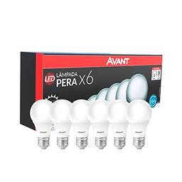 Kit Lâmpada Pera LED, 6 unidades, 9W, Luz branca 6500K, soquete E27, Bivolt, Avant