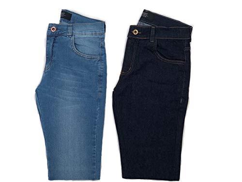 Kit 2 Calças Jeans Masculina OSTEM (Preta/Azul Escuro, 38)