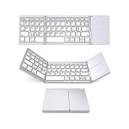 Staright Teclado sem fio BT Mini teclado dobrável portátil Ultra Slim BT teclado com touchpad para Windows/Android/iOS Silver