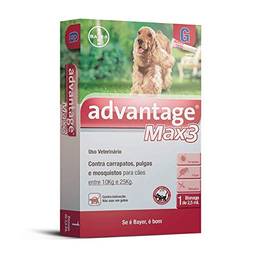 Antipulgas Advantage Max3 Bayer para Cães de 10kg até 25kg - 1 Bisnaga de 2,5ml
