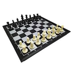 Domary Jogo de xadrez portátil dobrável jogos de tabuleiro de xadrez magnético entretenimento presente educacional para crianças alunos adultos família casa escola viagem