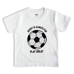 Camiseta Manga Curta Meia Malha Bola Tip Top, Toddler Menino, Branco, 1T